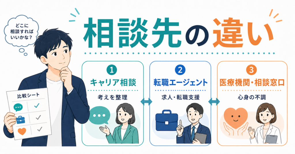 キャリア相談・転職エージェント・医療機関の違い