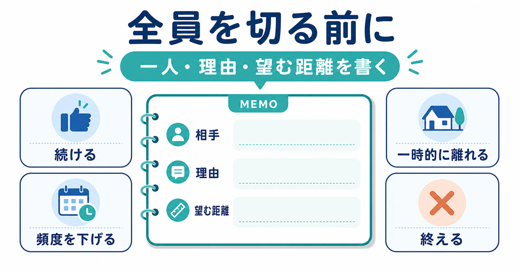 全員との関係を切る前に望む距離を確認する