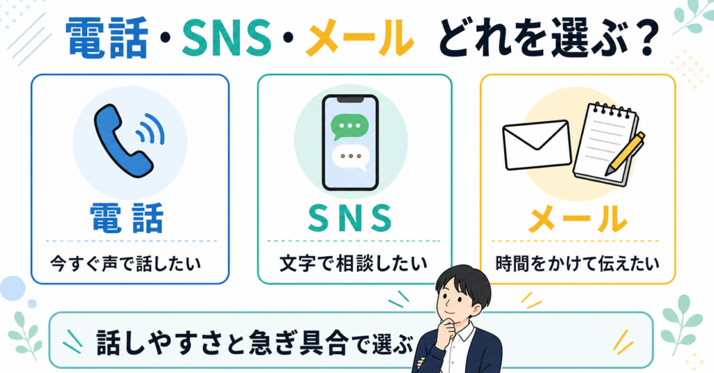 電話・SNS・メール相談の使い分け