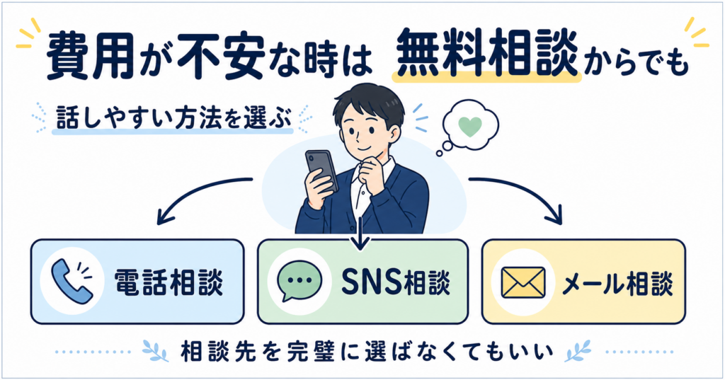 費用が不安な時は無料相談から話してみてもよい