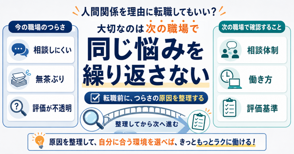 人間関係を理由に転職してもいい?大切なのは次の職場で同じ悩みを繰り返さないこと