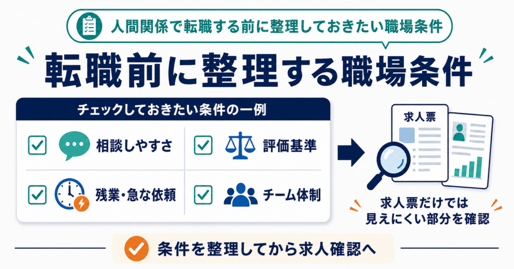 人間関係で転職する前に整理しておきたい職場条件