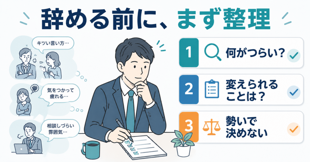 人間関係で仕事を辞めたい時に、まず確認したい判断基準