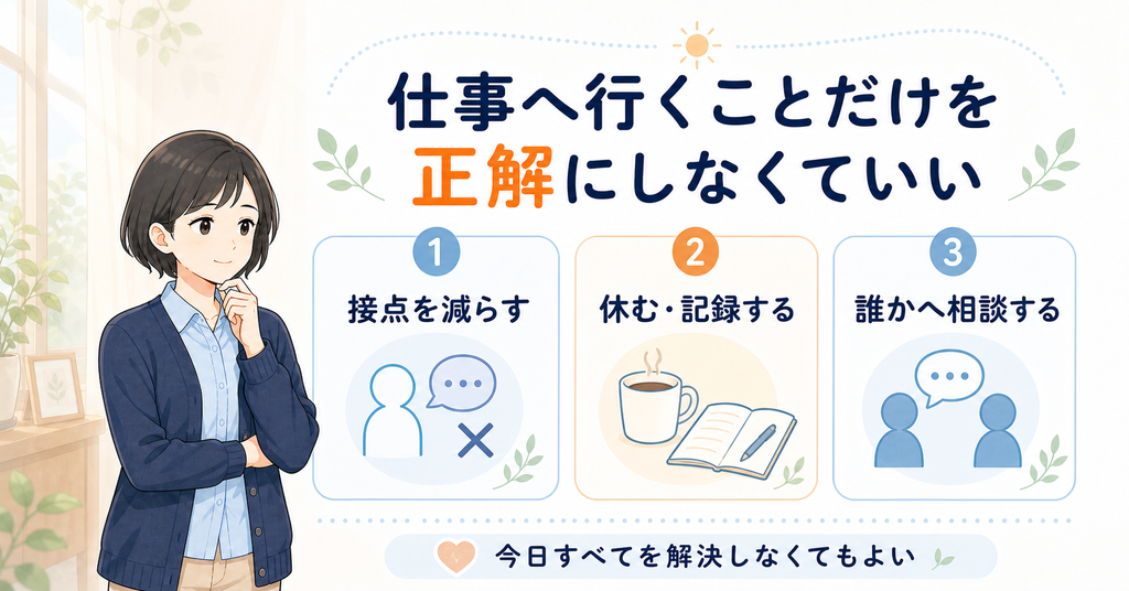 仕事へ行くことだけを正解にせず、今日の負担を減らす
