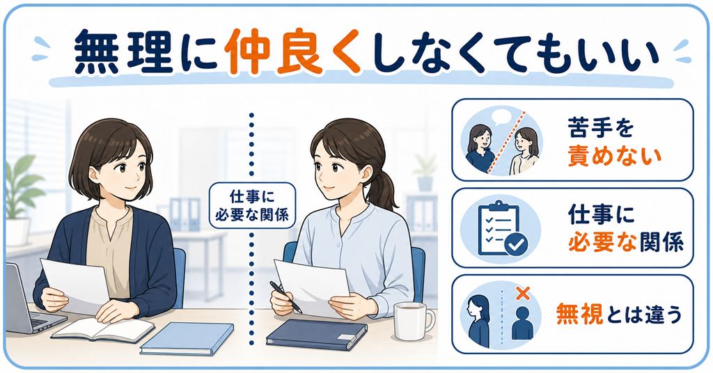 職場の苦手な人と無理に仲良くしなくてもよい