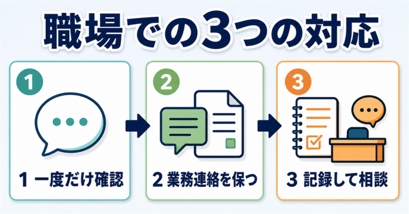 職場で距離を置かれた時の3つの対応を示す図解