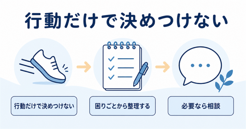 行動だけで決めつけず困りごとを整理して必要なら相談する流れ