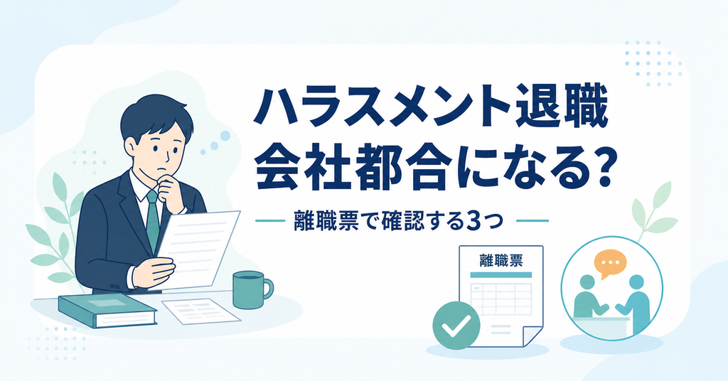 ハラスメント退職が会社都合になる条件と離職票の確認点を示す図解