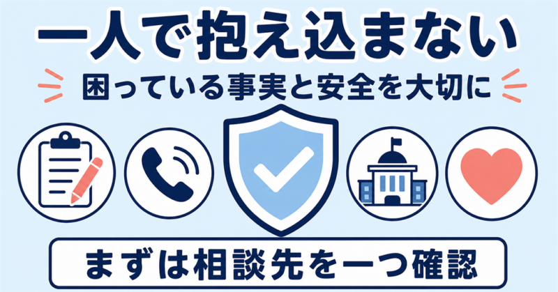 困っている事実と安全を大切にして相談先を確認する図解