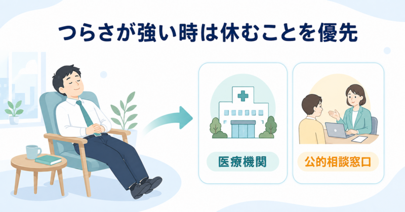 心身のつらさが強い時に休み医療機関や公的相談窓口へつながる選択肢