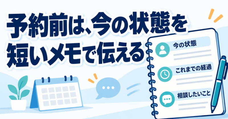 今の状態・これまでの経過・相談したいことをメモに残す図